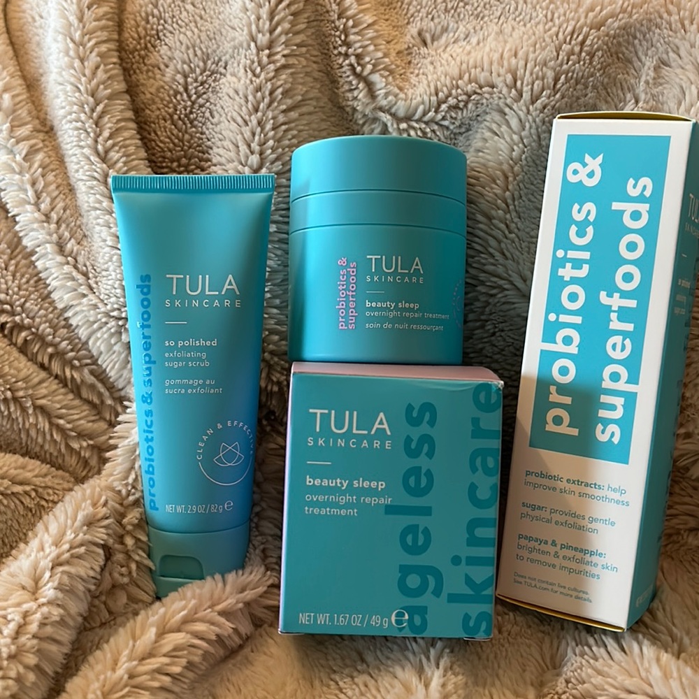 Tula Beauty Sleep Overnight Repair Cream and So Polished exfoliating sugar scrub